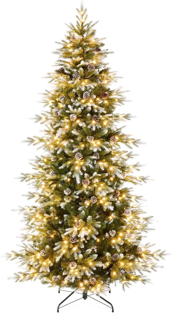 Aspen Slim Christmas Tree Noble Fir with 1,350 Branch Tips, 2-in-1 Multicolor LED Lights & Cordless Connection